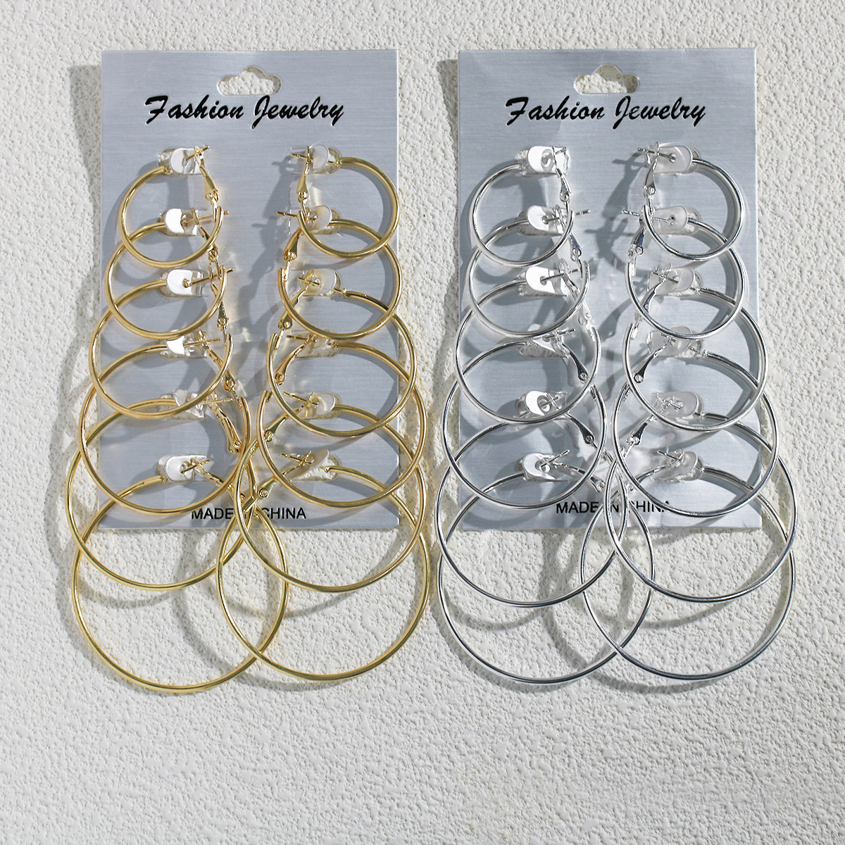 European Beauty Earrings Women Thin Net Red 1 Set Of 6 Smooth C Ring Different Size Ear Ring Combination Simple Fashion