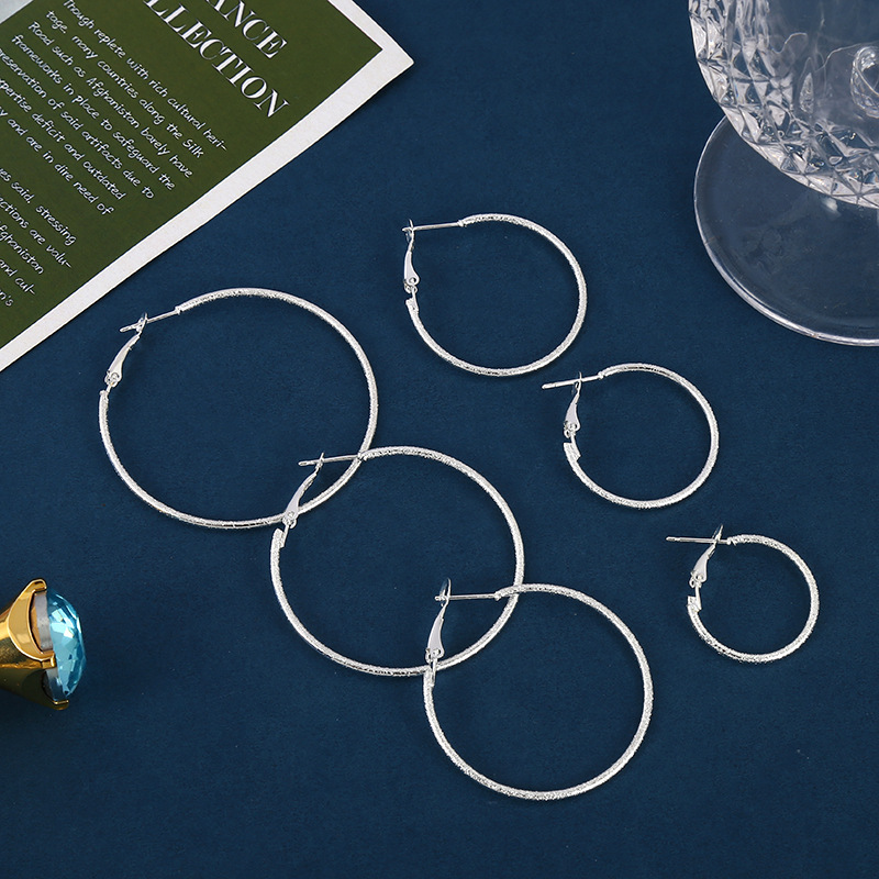 Ins Europe And The United States Earrings Women 1 Set Of 6 Pairs Of Frosted Plus Wave Size Earrings Combination Simple Fashion Earrings details Picture