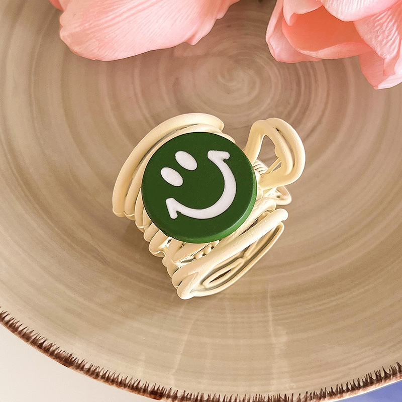 2023新款发卡子多巴胺可爱笑脸高马尾发夹头饰ins后脑勺抓夹白底实物图