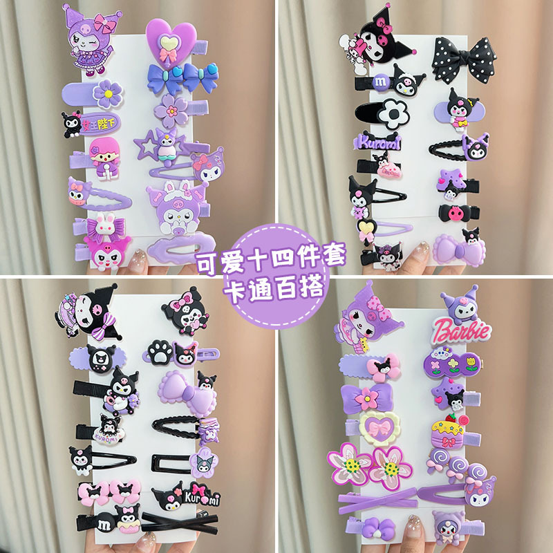 The side clip of the children's hairpin is cute and cartoonish for babies. The Kuromi bangs clip is sweet and cute for girls. It is a headpiece with a broken hairpin on the forehead details Picture