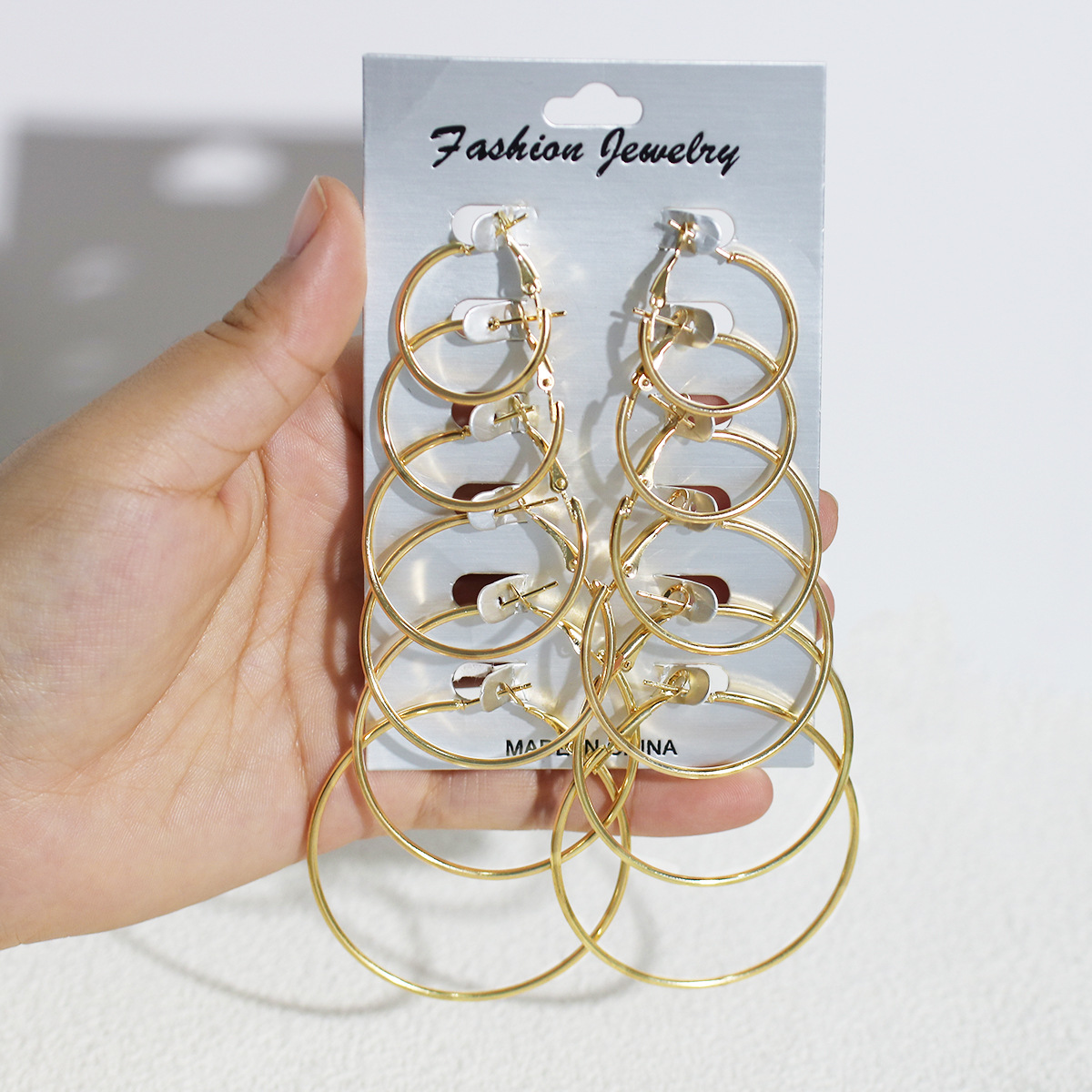 European Beauty Earrings Women Thin Net Red 1 Set Of 6 Smooth C Ring Different Size Ear Ring Combination Simple Fashion Specification drawing