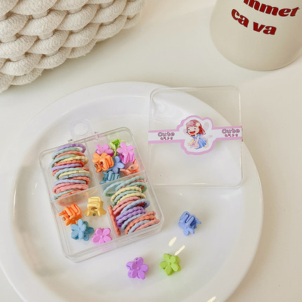 儿童不伤发小皮筋可爱盒装高弹力头绳橡皮筋幼儿园宝宝碎发小抓夹 皮圈不伤发儿童皮筋细节图