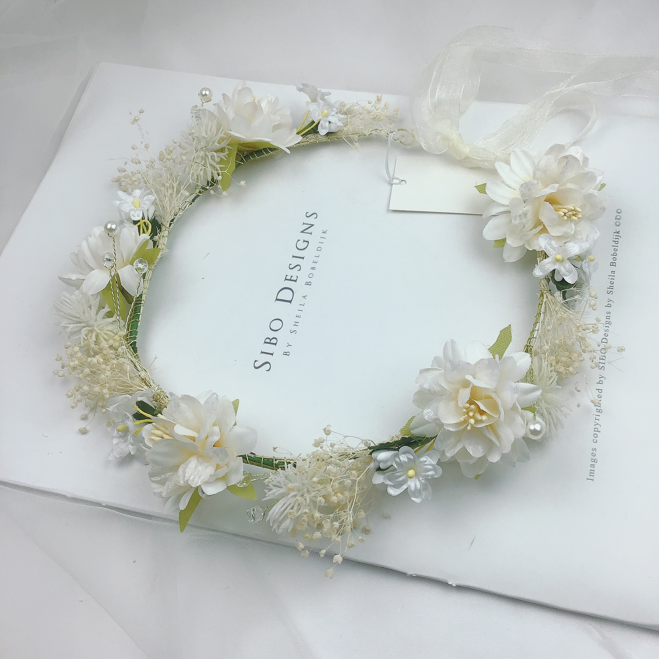 New spring white garland, popular European and American handcrafted genuine dried flowers, bridal and bridesmaid dresses, photo shoots, headwear, festive headbands, hair accessories and hair bands Specification image
