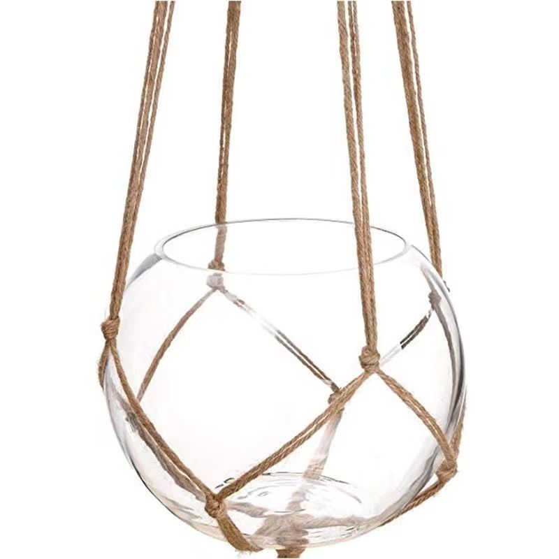 Jardinería jardinería jardinera colgante maceta malla tejido a mano cuerda de algodón y cáñamo malla cesta colgante planta de carne colgante cuerda de cáñamo cuerda