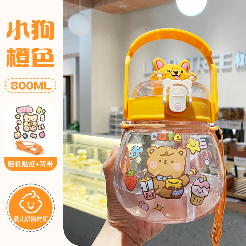 J147-7055 High appearance level large-capacity plastic cup Outdoor sports water bottle, student portable children's straw cup details Picture