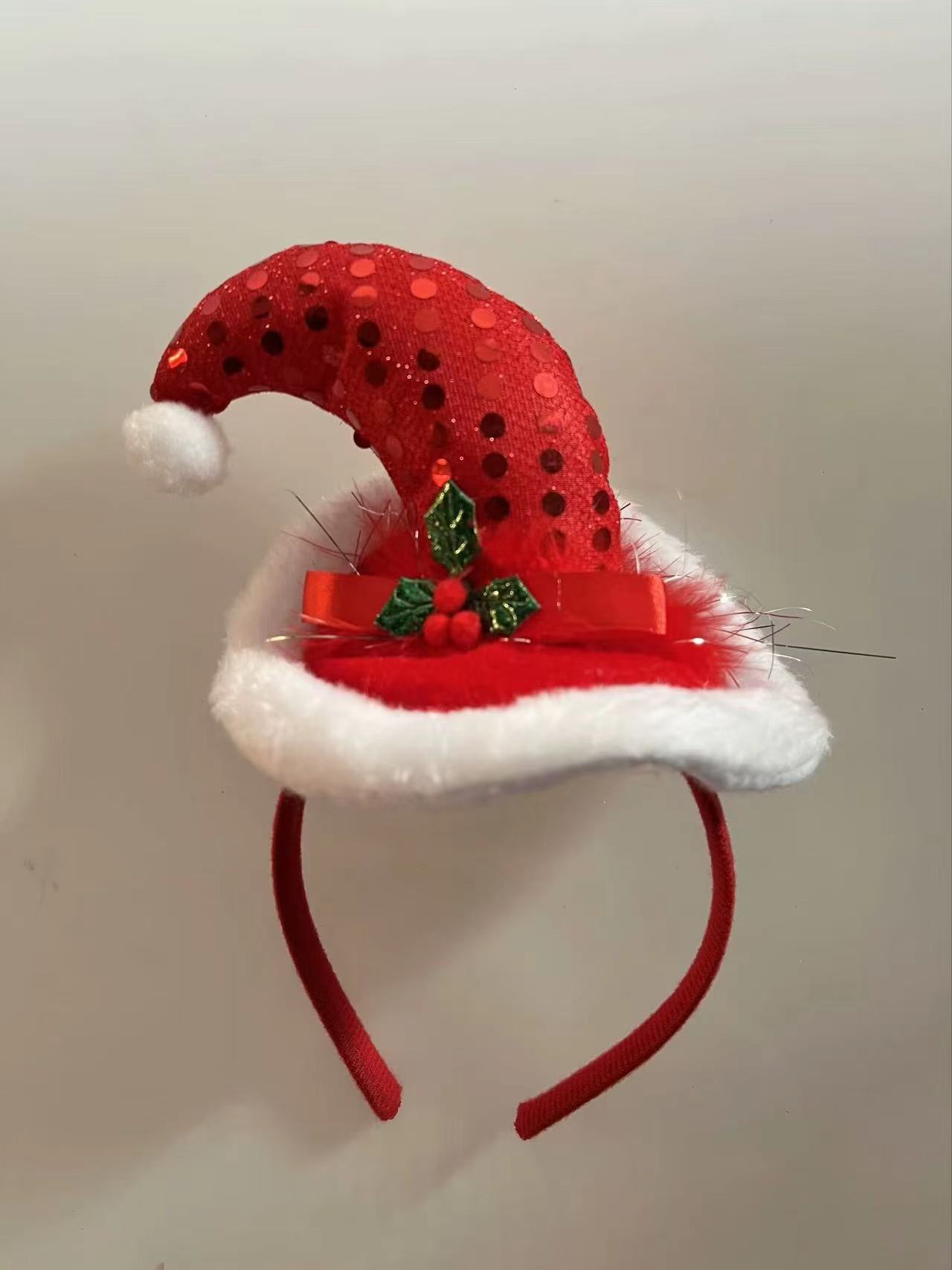 新款圣诞装饰立体发箍圣诞节派对儿童礼物鹿角铃铛圣诞帽头箍发饰