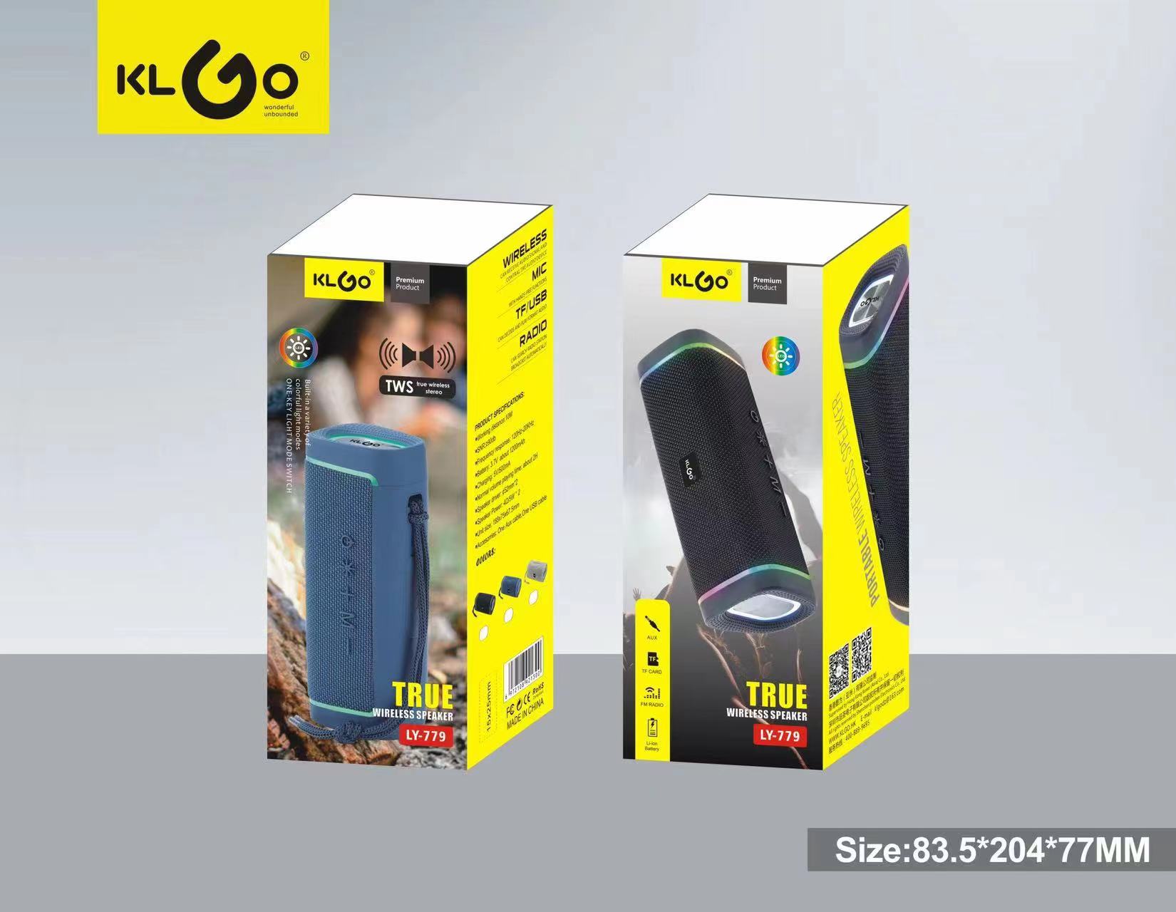 KLGO品牌蓝牙音响多色彩 无线连接可自动关机，来电可免提一健接听FM收音/TF卡图