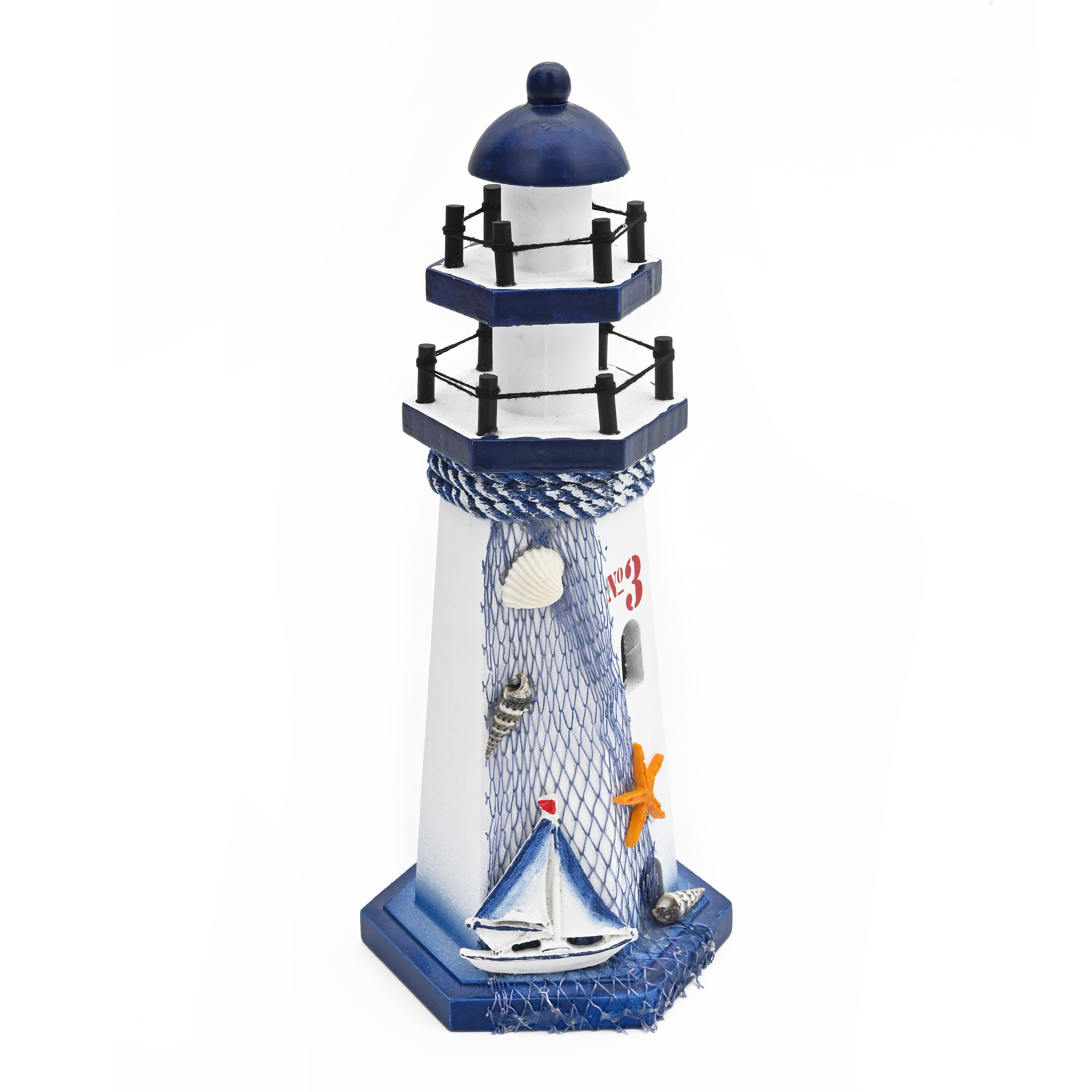 23cm海洋木制迷你灯塔地中海风饰品工艺品海洋灯塔摆件海边纪念品CH23-10
