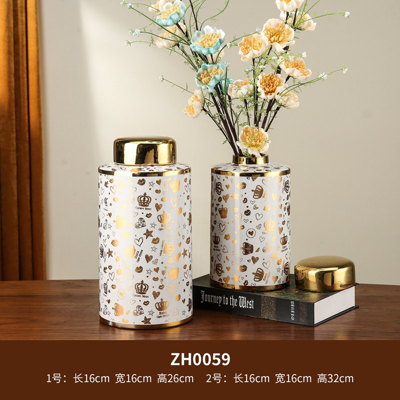 Ceramic ornaments, vintage military jars, open-mouthed large vases, model rooms, living rooms, hotels, and decorative flower vases Specification image