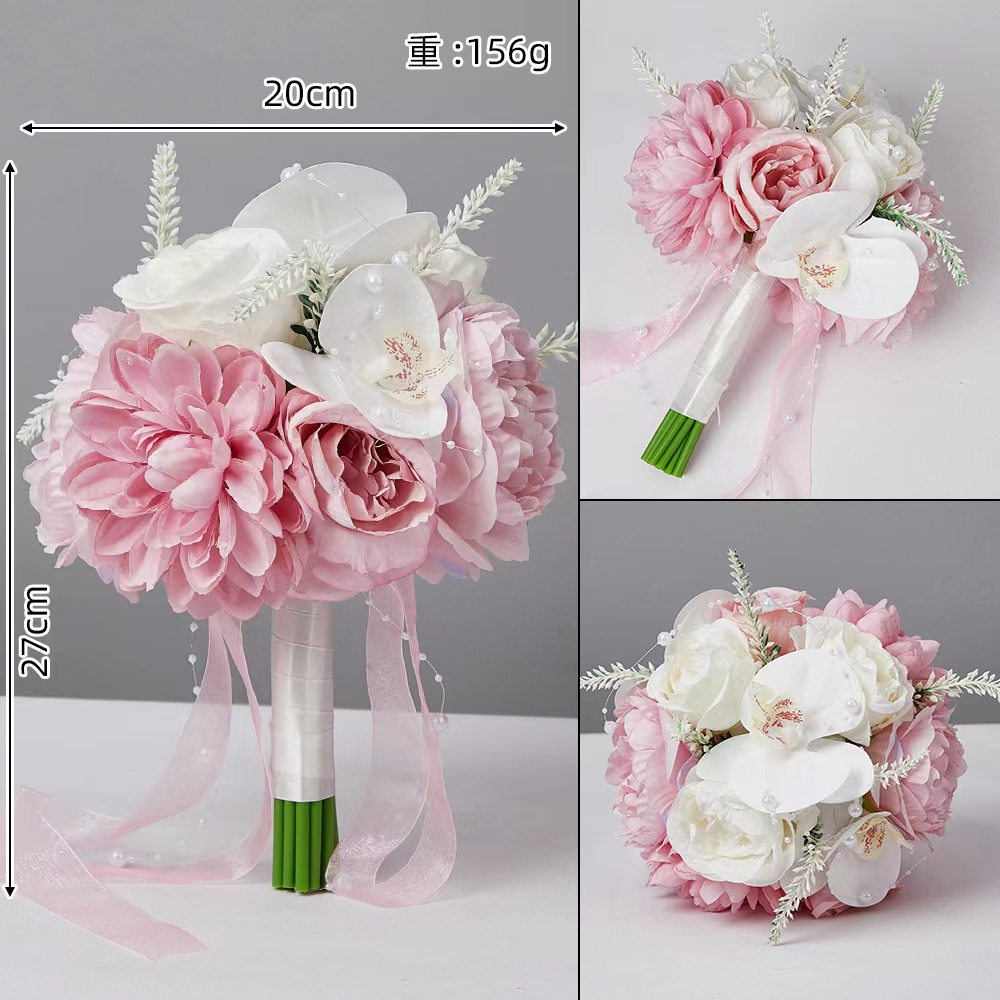 新娘牡丹花束新款跨境婚礼手捧花货源韩式森系外贸手捧花厂家批发产品图