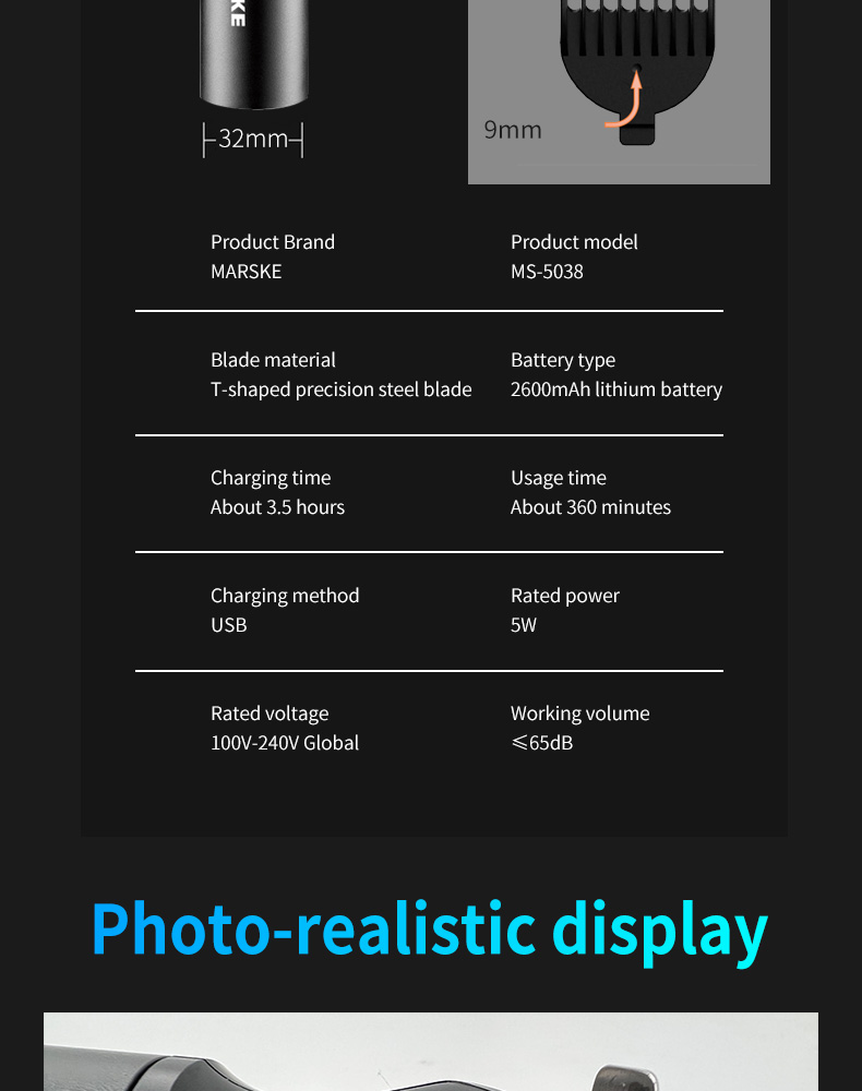 MARSKE MS-5038跨境新款四合一可雕刻修剪鼻毛剃须刀多功能全身水洗详情11