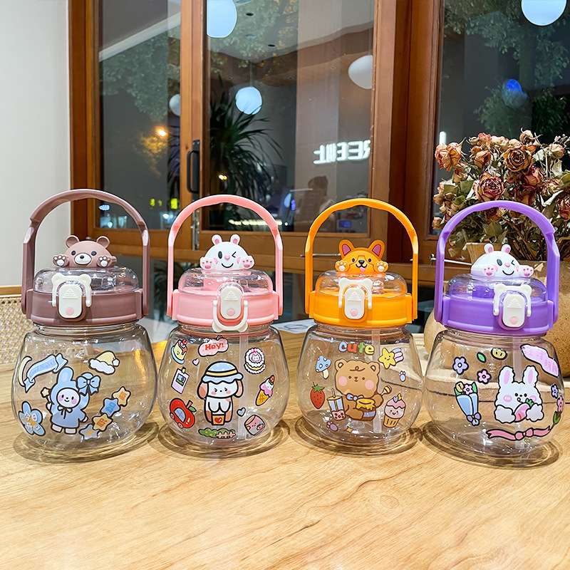 J147-7055 High appearance level large-capacity plastic cup Outdoor sports water bottle, student portable children's straw cup