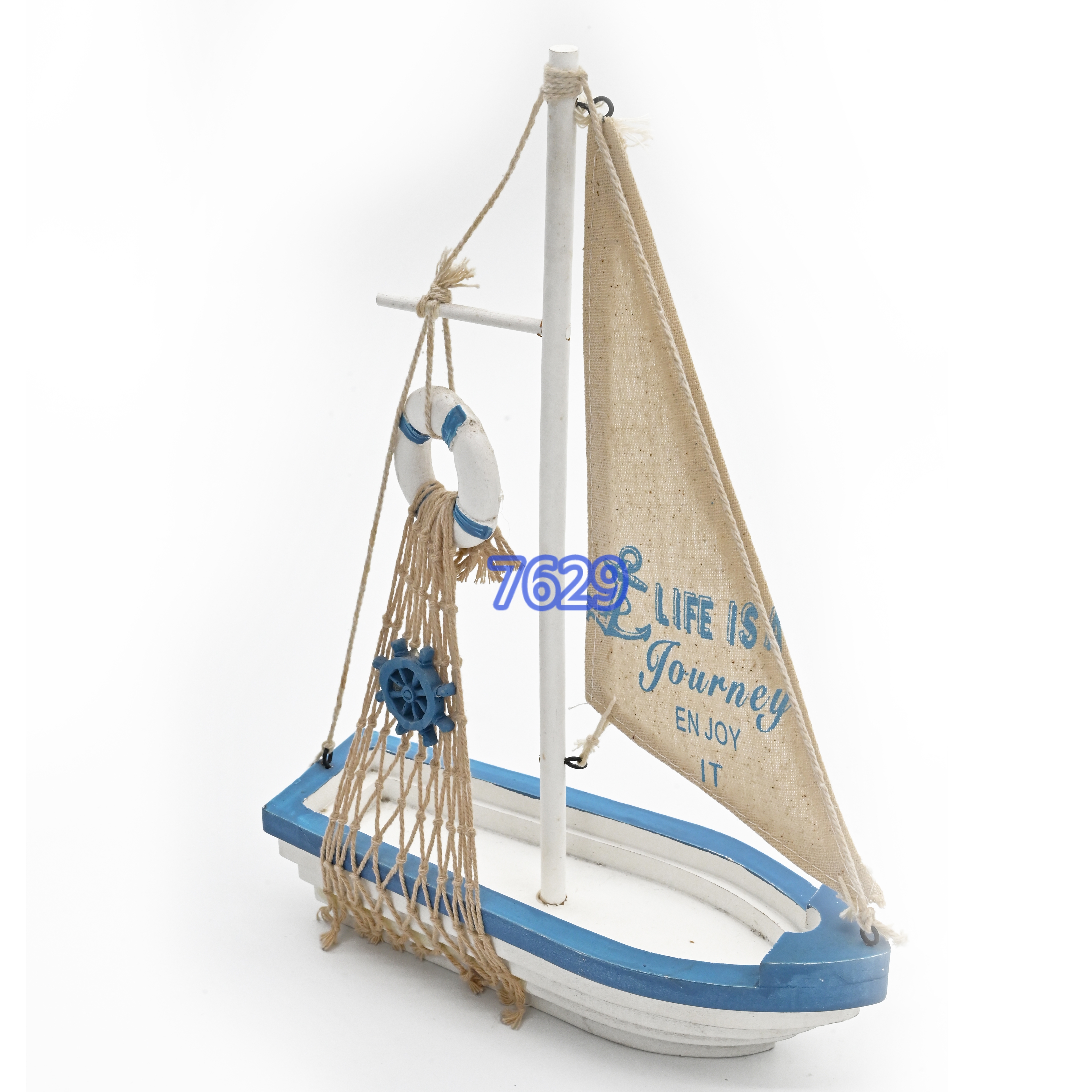 Mediterranean sailing boat model ornament, Smooth sailing, aged small wooden boat home creative desktop ornament decoration ZB1239 Specification image