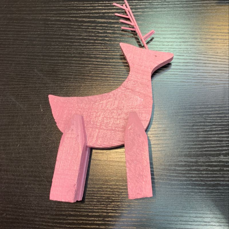 Christmas decoration: 18cm wooden deer, pink, red wooden sign, table ornament details Picture