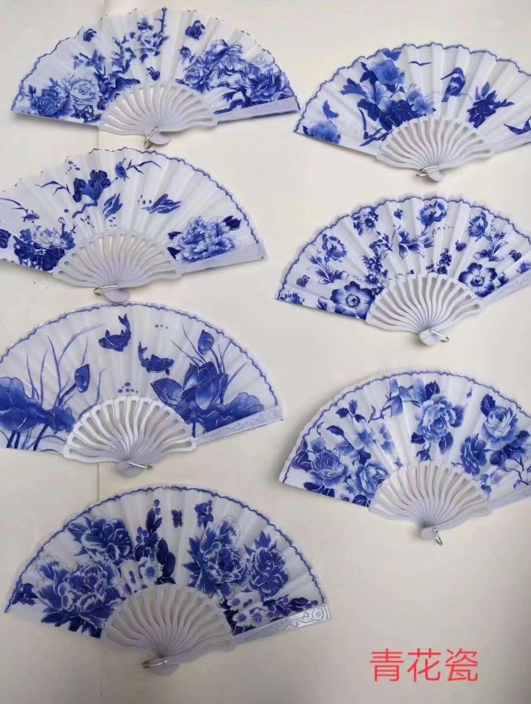 空白团扇折扇女夏季中国风 工艺品礼品 扇子女夏季中国风古风扇 功夫扇 精致工艺 手工制作 青花瓷系列