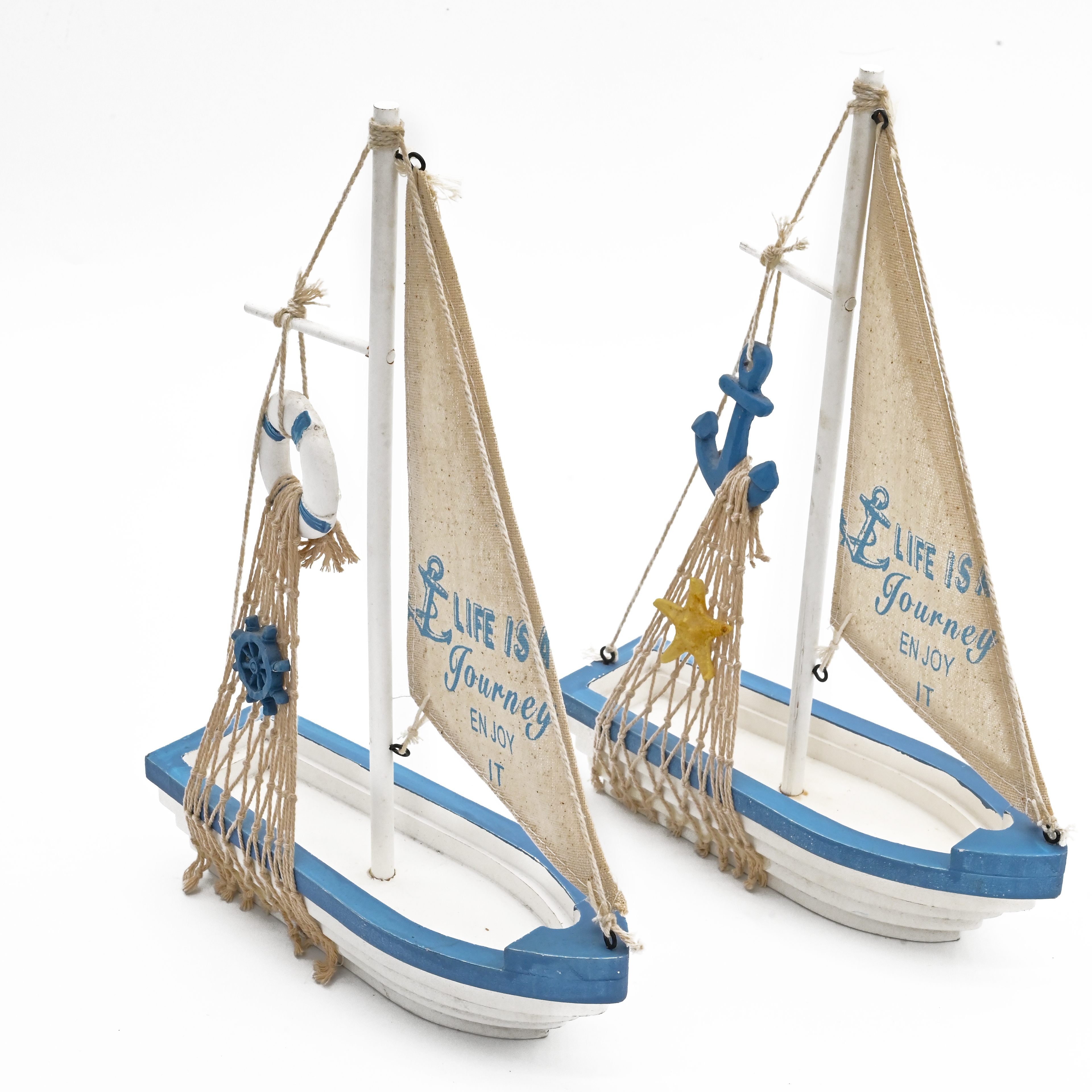 Mediterranean sailing boat model ornament, Smooth sailing, aged small wooden boat home creative desktop ornament decoration ZB1239