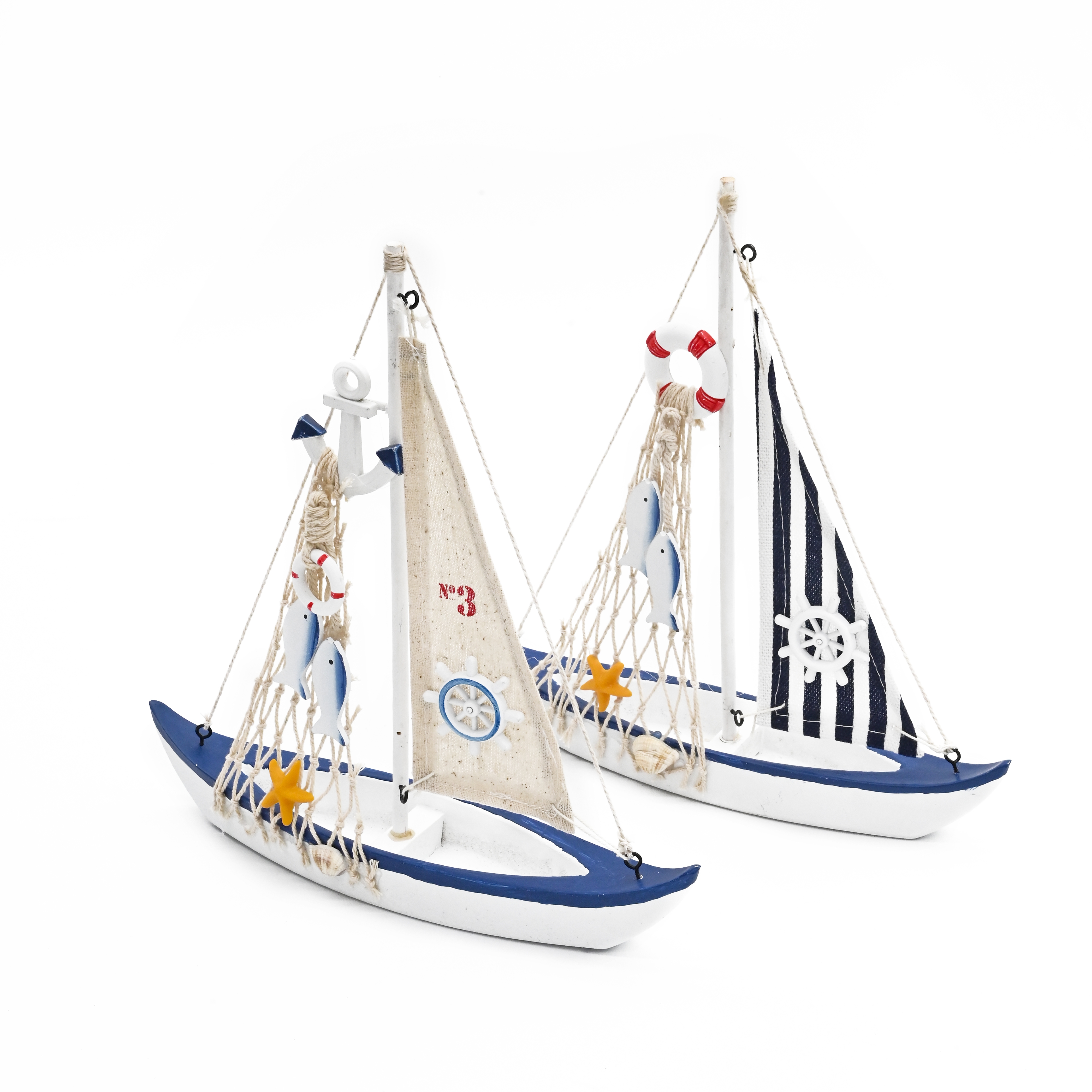 地中海帆船模型摆件一帆风顺做旧小木船家居创意桌面摆件装饰23W72