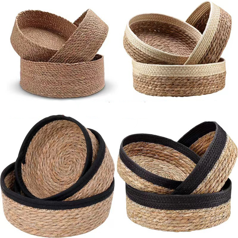 SyooHome 三件套蒲草编织收纳筐杂物收纳