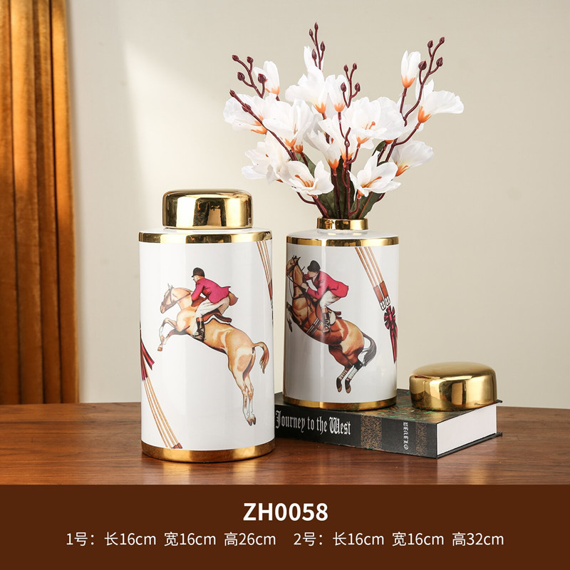 Ceramic ornaments, vintage military jars, open-mouthed large vases, model rooms, living rooms, hotels, and decorative flower vases Application Scenario