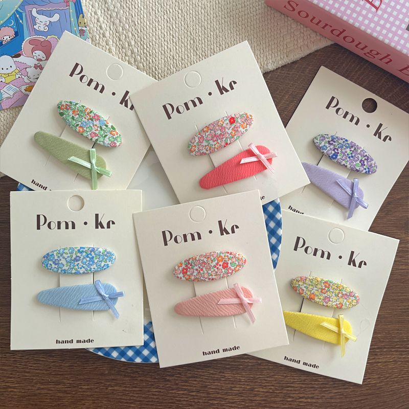 New oval fabric checkered bow print hair clips for children, fashionable and versatile side bangs hair clips and hair accessories Application Scenario