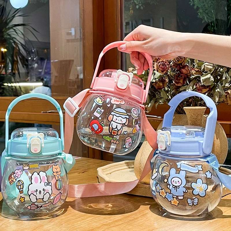 J147-7055 High appearance level large-capacity plastic cup Outdoor sports water bottle, student portable children's straw cup detail image 10