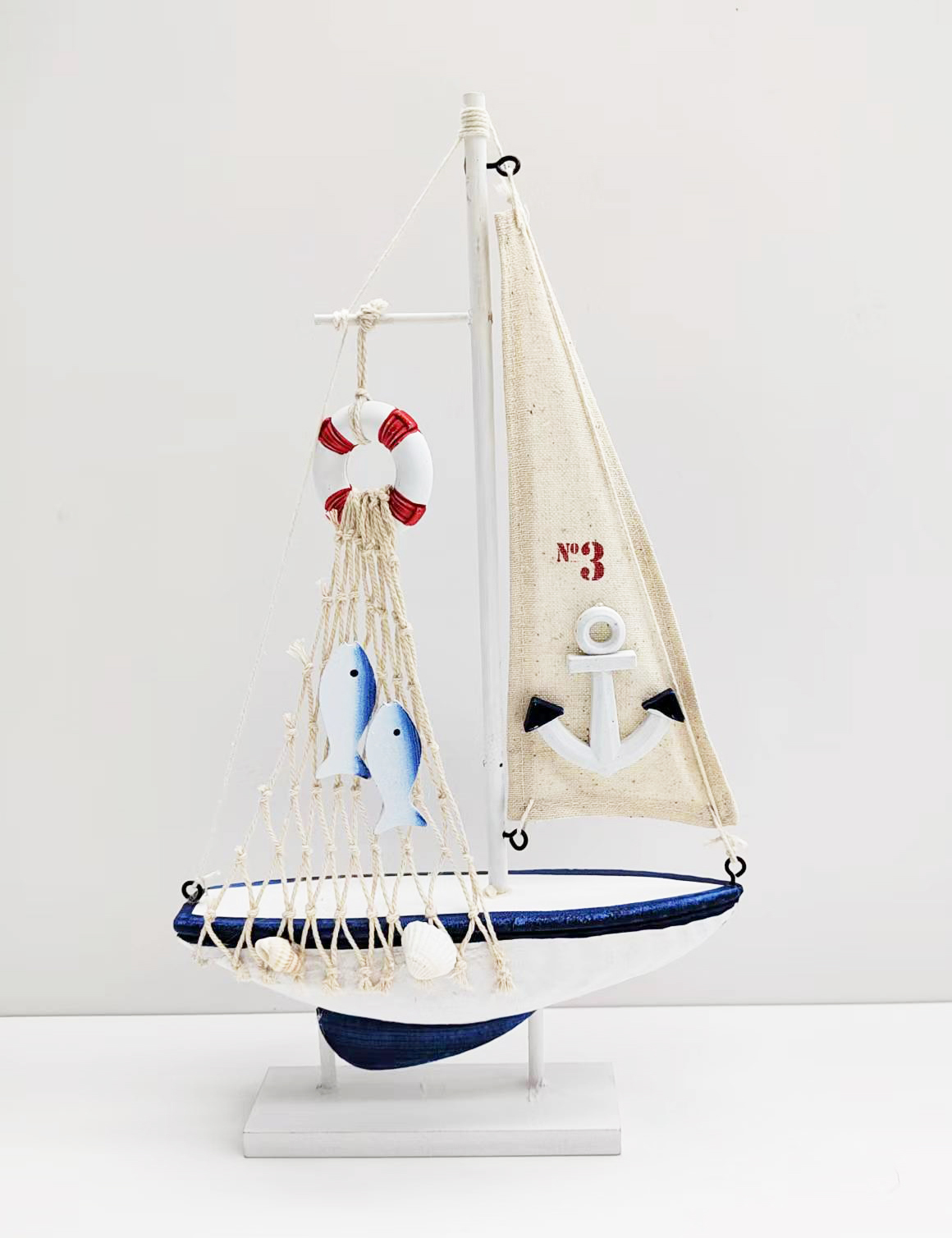 23W29地中海木质帆布小船模型摆件创意网店拍照道具装饰品礼品帆船