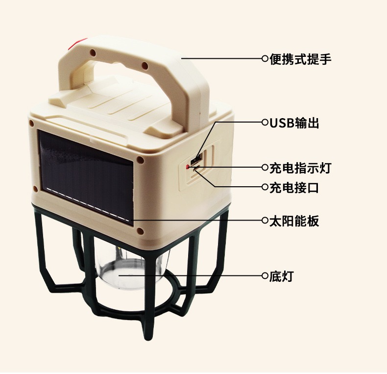 太阳能LED露营灯手提式露营灯多功能帐篷灯便携式手提灯9802露营灯暖光氛围灯家用应急手电筒户外防水露营灯详情4