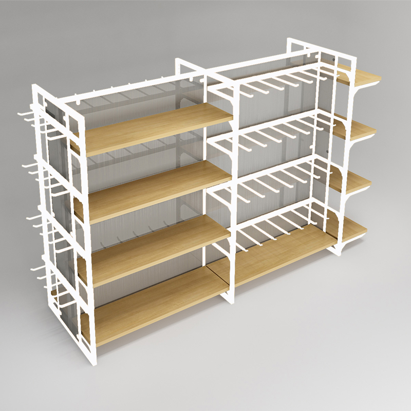 名创优品白色钢木货架双面中岛百货店超市便利店货架展示架