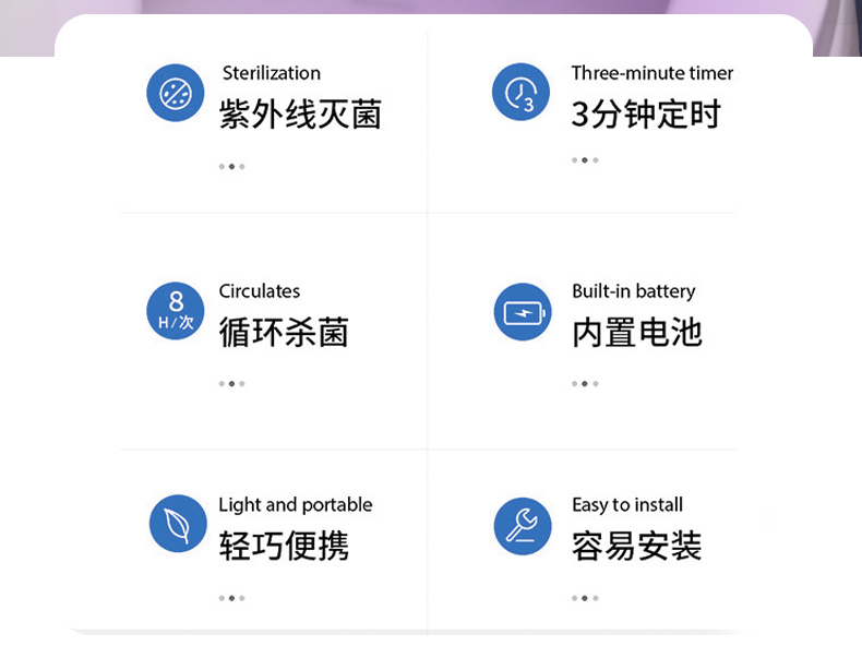 马桶自动杀菌灯UVC紫外线卫生间消毒器家用USB详情图3