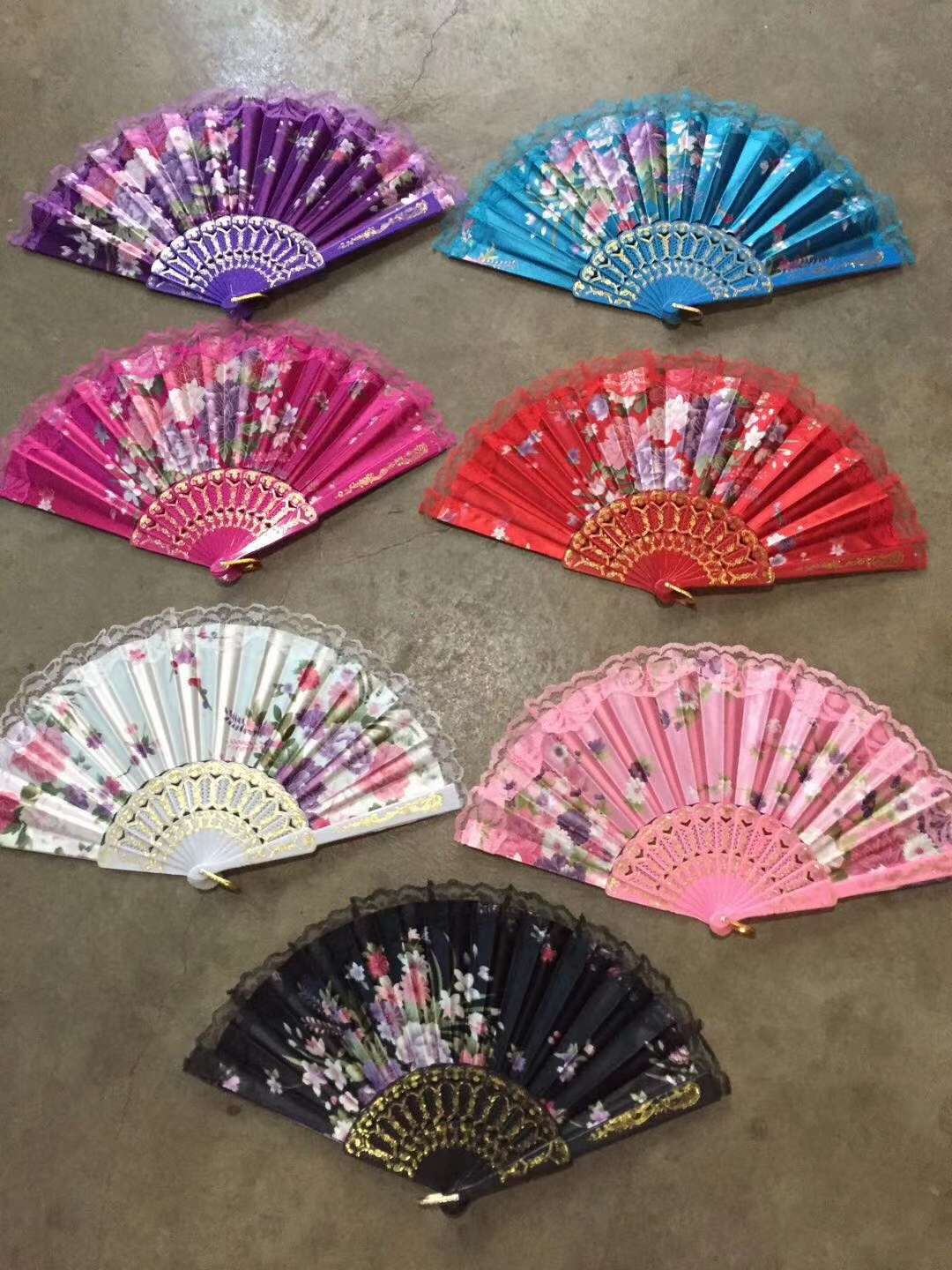 空白团扇折扇女夏季中国风 工艺品礼品 古风扇 功夫扇 精致折扇 手工艺品 绸布大花边扇