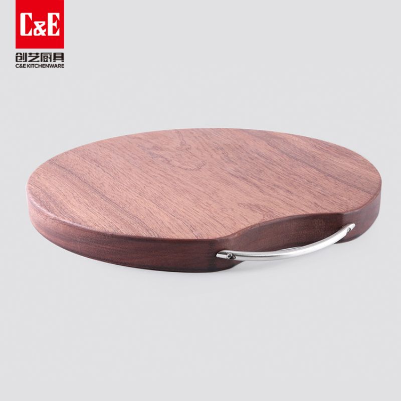 C&E Creative Kitchenware's new product, the Sapele ebony round cutting board, is a household anti-corrosion and anti-mold round cutting board details Picture