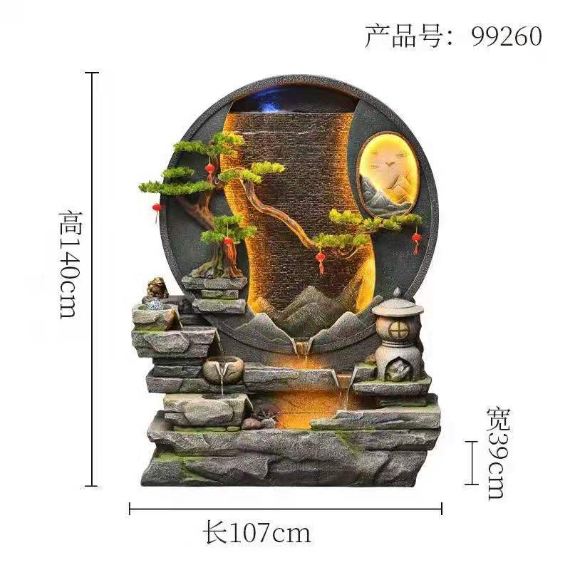 水幕墙流水屏风办公室隔断装饰室内外庭院假山鱼池喷泉造景观摆件 图