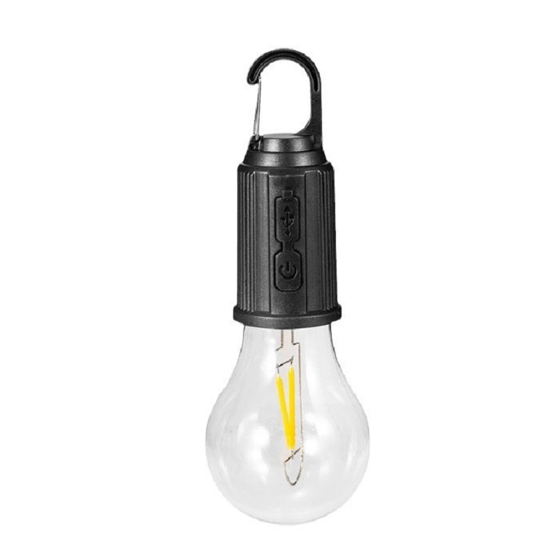 Outdoor creative camping lamps, hand-held simulation bulbs, portable hand-held lamps, retro camping atmosphere lamps, LED multi-functional tent lamps, USB charging household emergency lighting lamps, outdoor waterproof warm light camping lamps Item Picture