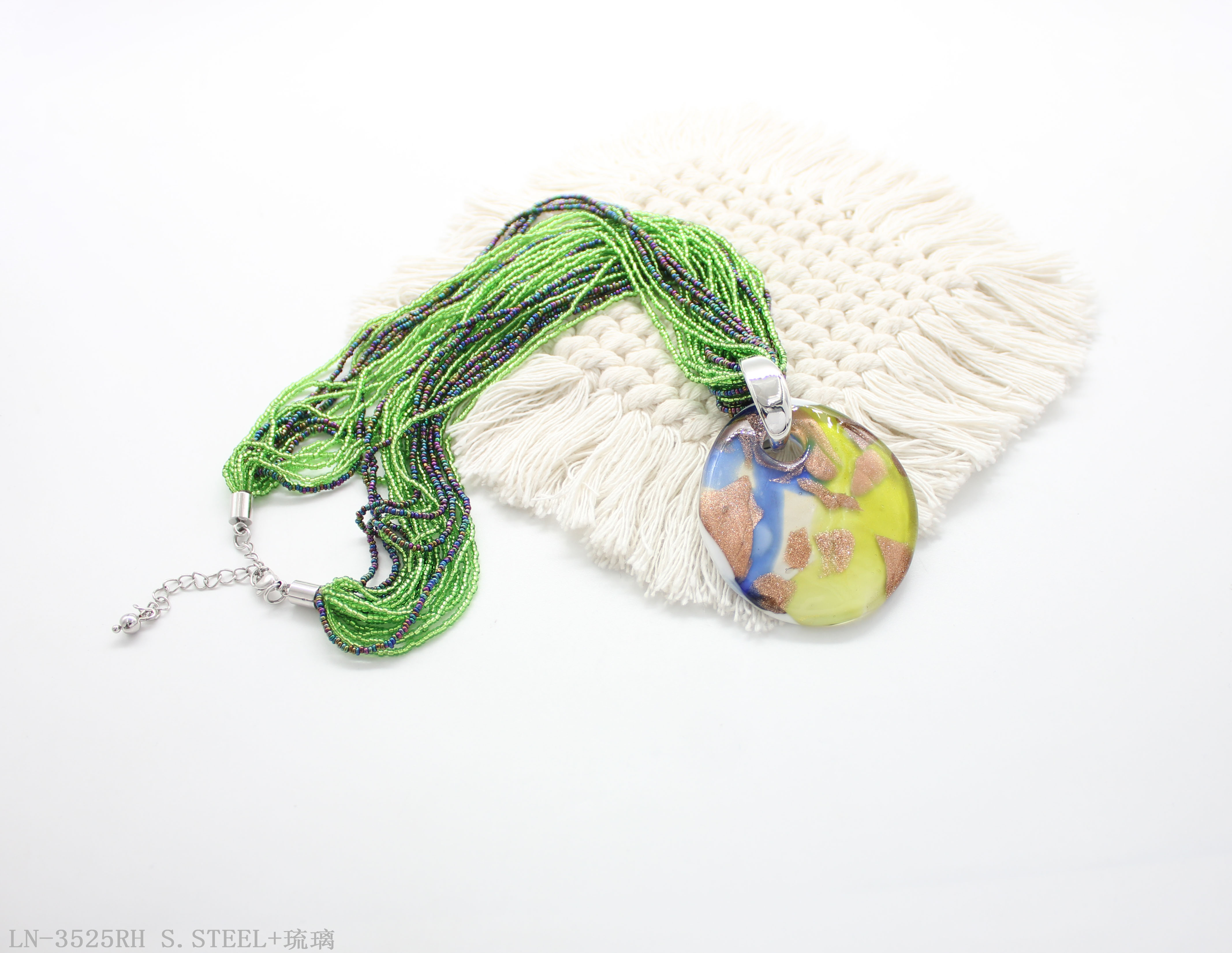 手工彩色琉璃项链