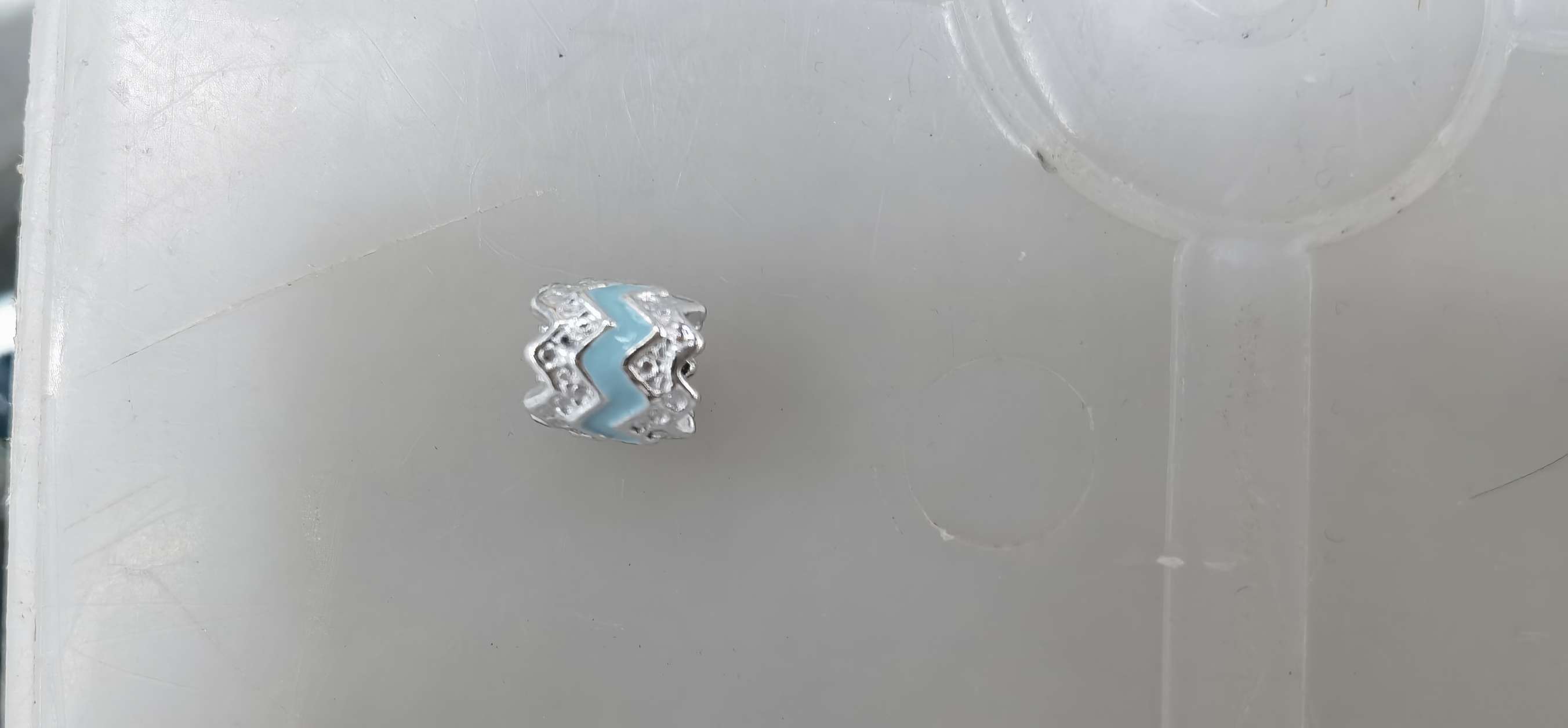 条纹滴胶湖蓝色水蓝波浪圆筒珠保色电镀不褪色