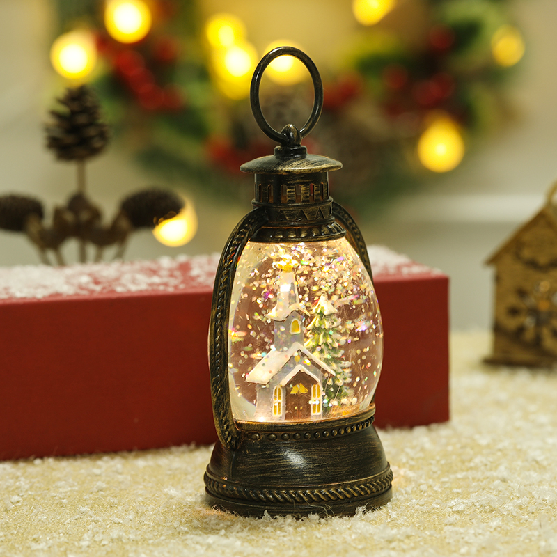 圣诞节迷你小马灯手摇飘雪花水晶球儿童送礼物场景摆件细节图