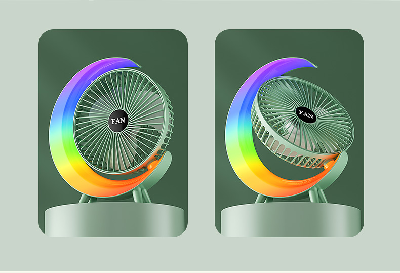 Desktop desktop fan, color running light, silent table fan, home, dormitory, office, USB charging air circulation fan, usb charging fan detail image 6