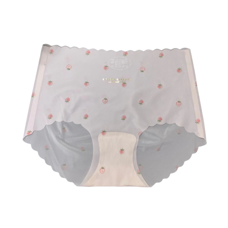 Six sets of strawberry summer ice silk ultra-thin seamless girls underwear waist breathable skin friendly women triangle shorts Item Picture