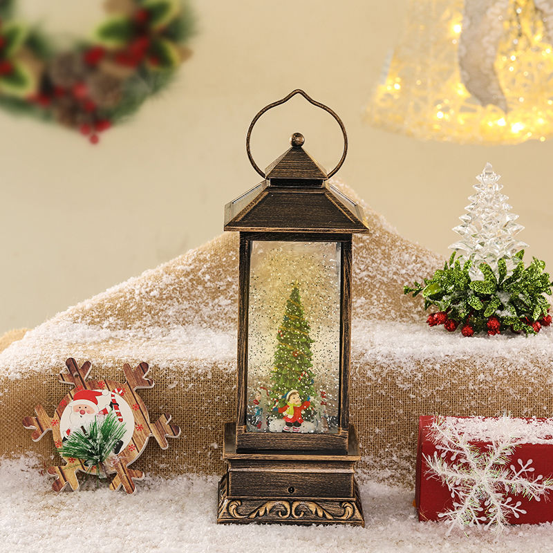 Christmas rotating rectangular night light, music box, snowflake crystal ball, music box, children's gift-giving scene display details Picture