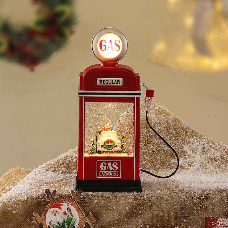 Christmas gas station music box, snowflake crystal ball, music box, children's gift-giving scene display Item Picture