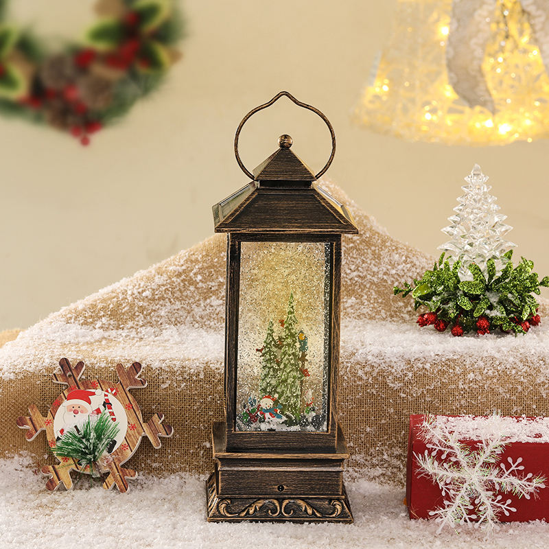 Christmas rotating rectangular night light, music box, snowflake crystal ball, music box, children's gift-giving scene display Specification drawing
