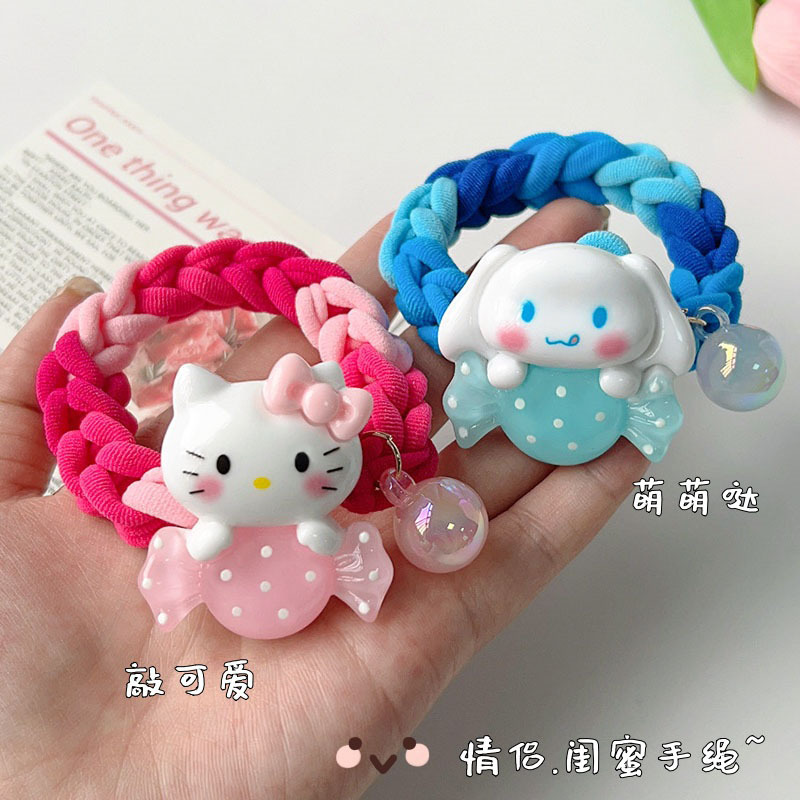 Children's cartoon thickened braided hair tie, cute Sanrio hair band, girl bun hair tie, little girl hair accessory Specification image