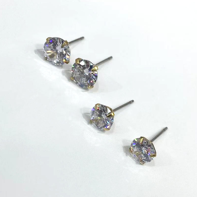 锆石耳钉四爪锆石爪带针配件饰品装饰耳环详情3