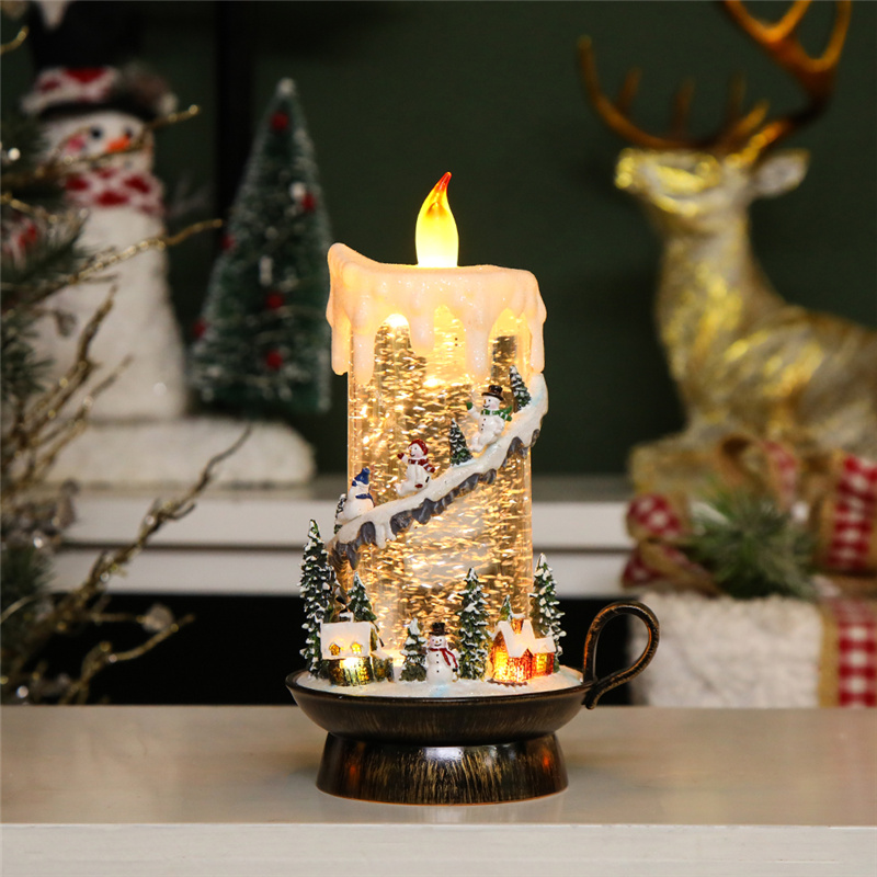 Christmas colorful candle cups, music boxes, snowflake crystal balls, music boxes, children's gift-giving scene ornaments