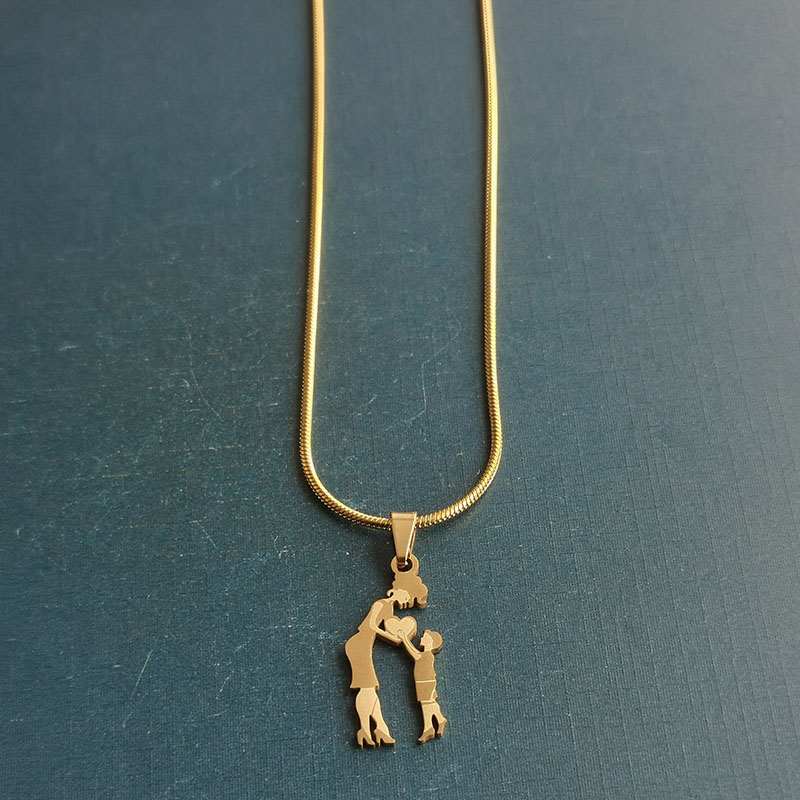 Titanium steel and stainless steel Mother's Day son necklace pendant, retro style, creative boy accessories, cross-border export Item Picture