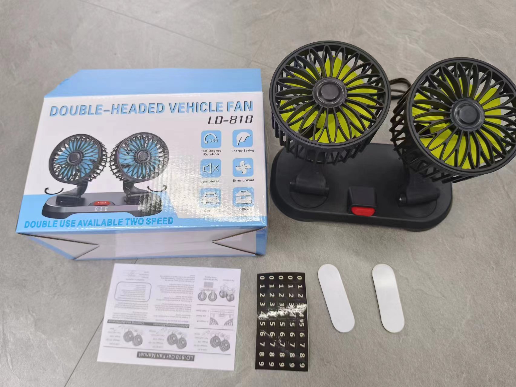 Car fan 24V big truck 12V car general dual-head fan package car cooling large wind electric fan full figure