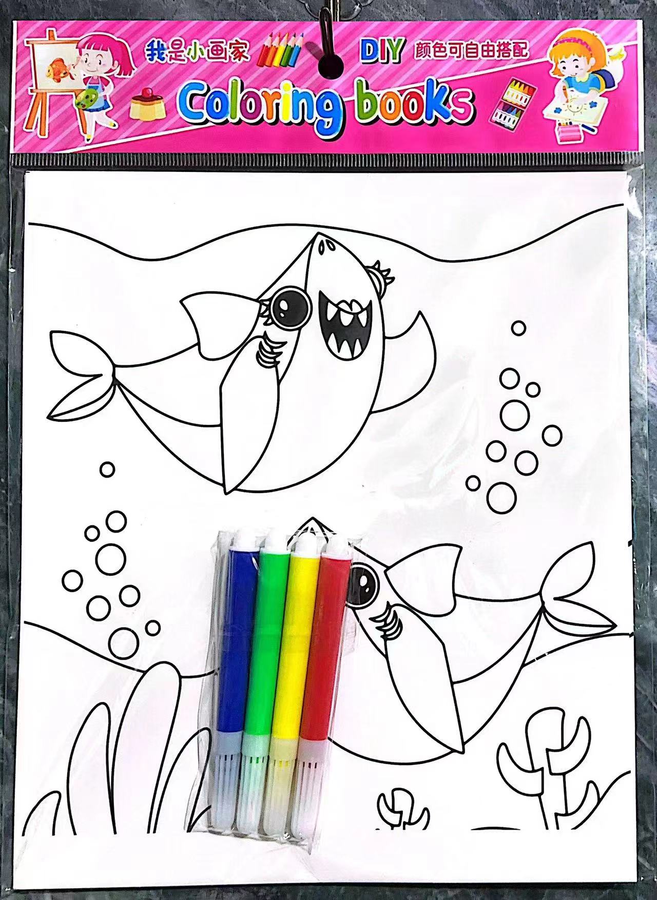 Bring a coloring book with 4 pens details Picture