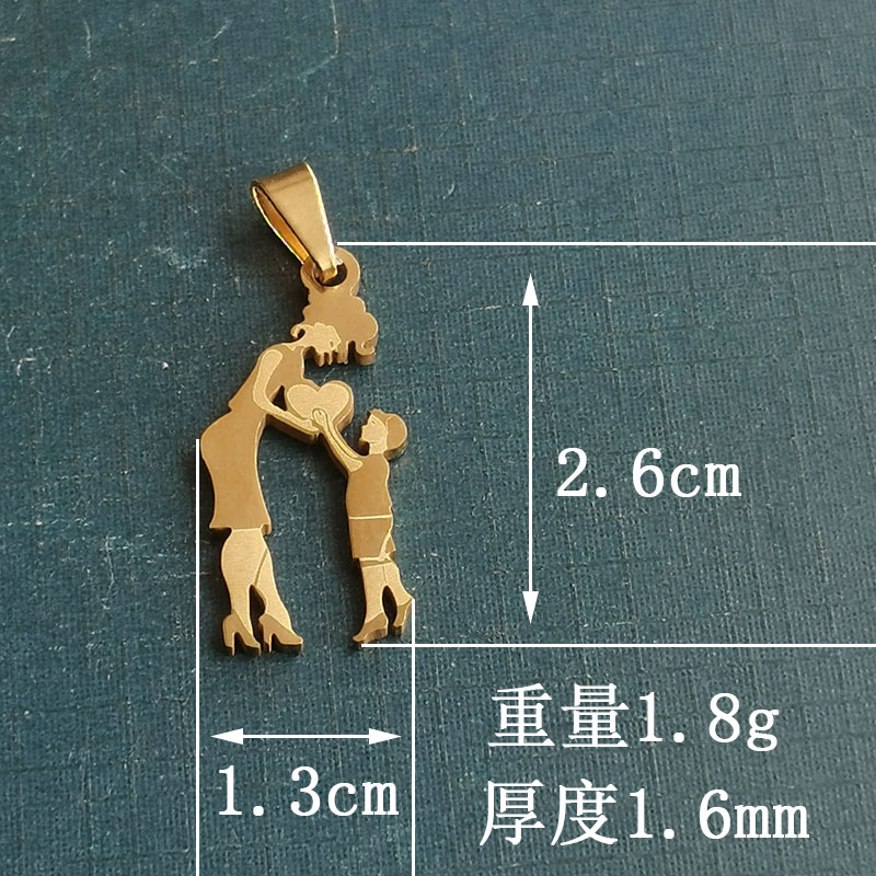 Titanium steel and stainless steel Mother's Day son necklace pendant, retro style, creative boy accessories, cross-border export Specification image