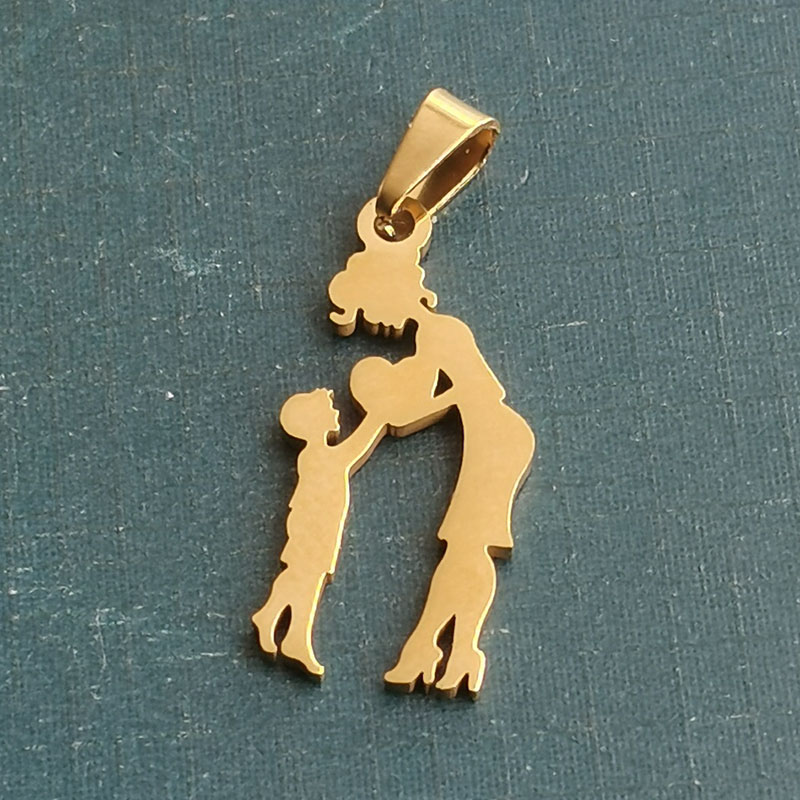 Titanium steel and stainless steel Mother's Day son necklace pendant, retro style, creative boy accessories, cross-border export details Picture