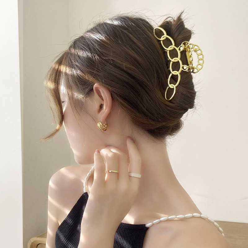 Fishbone grappling clips for women, Korean hairpins, elegant shark clips, large updo, headwear, metal hair grips and hairpins Specification image